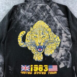 Def Leppard 1983 Tour Mens M Gray Acid Wash Long Sleeve Hoodie Sweatshirt